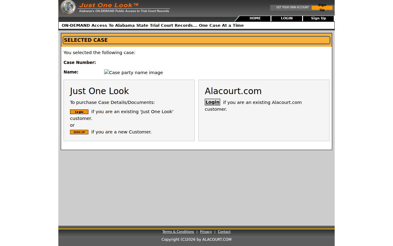 Blount County case search selected-case login