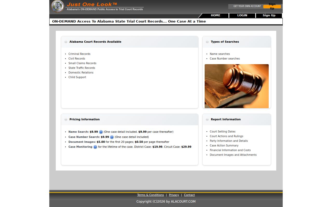 Blount County case search on the Just One Look portal