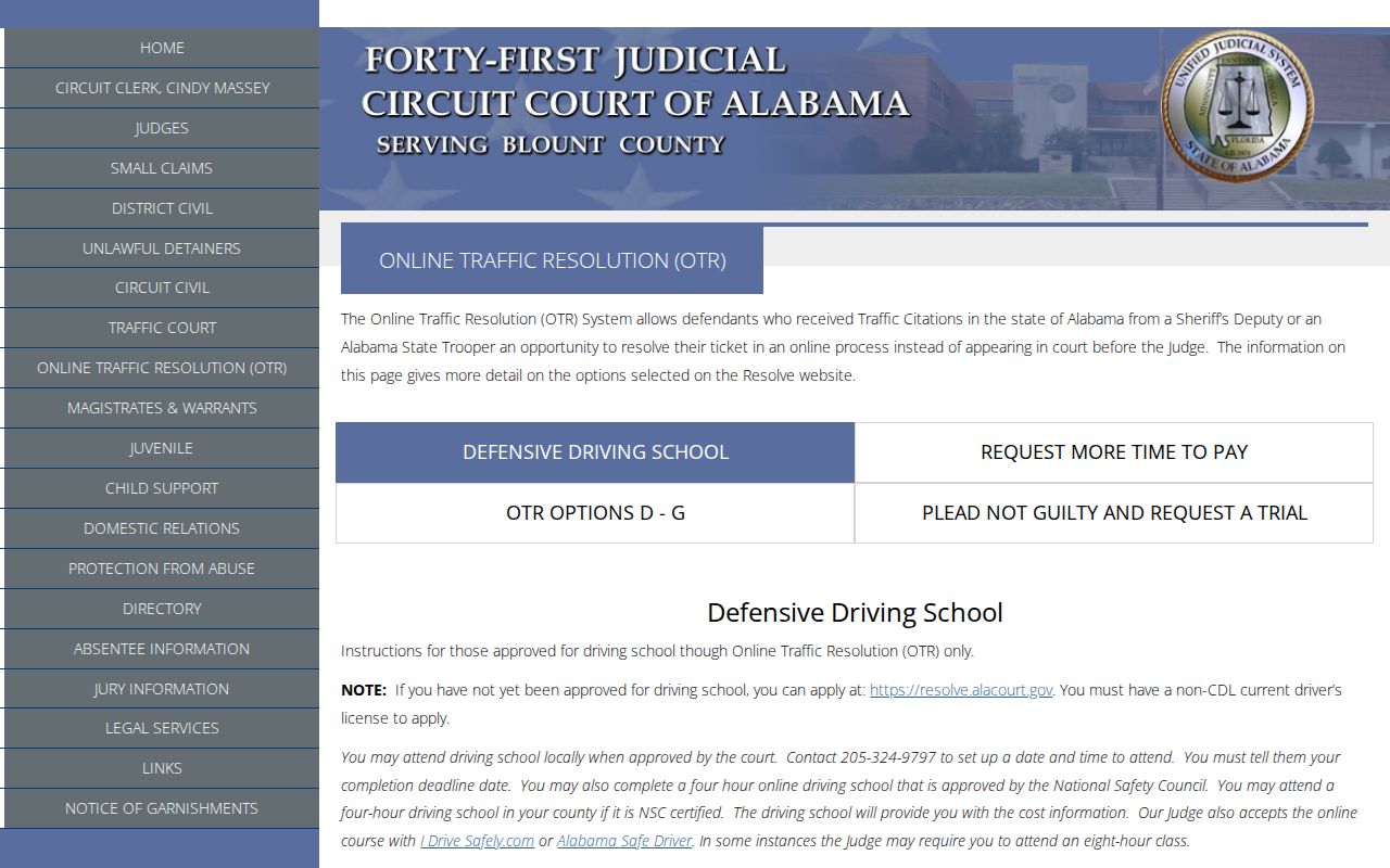 Blount County traffic court records online resolution instructions