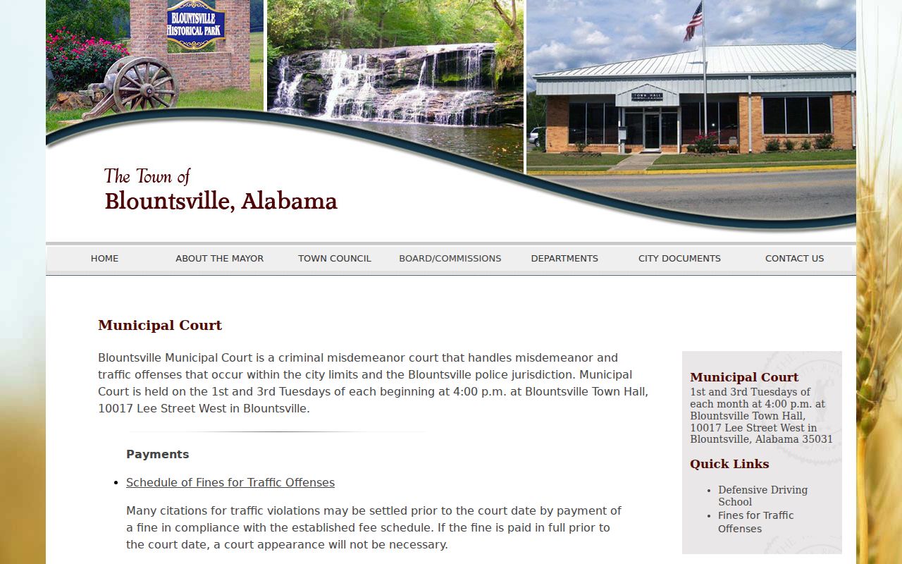 Blountsville court docket municipal court details