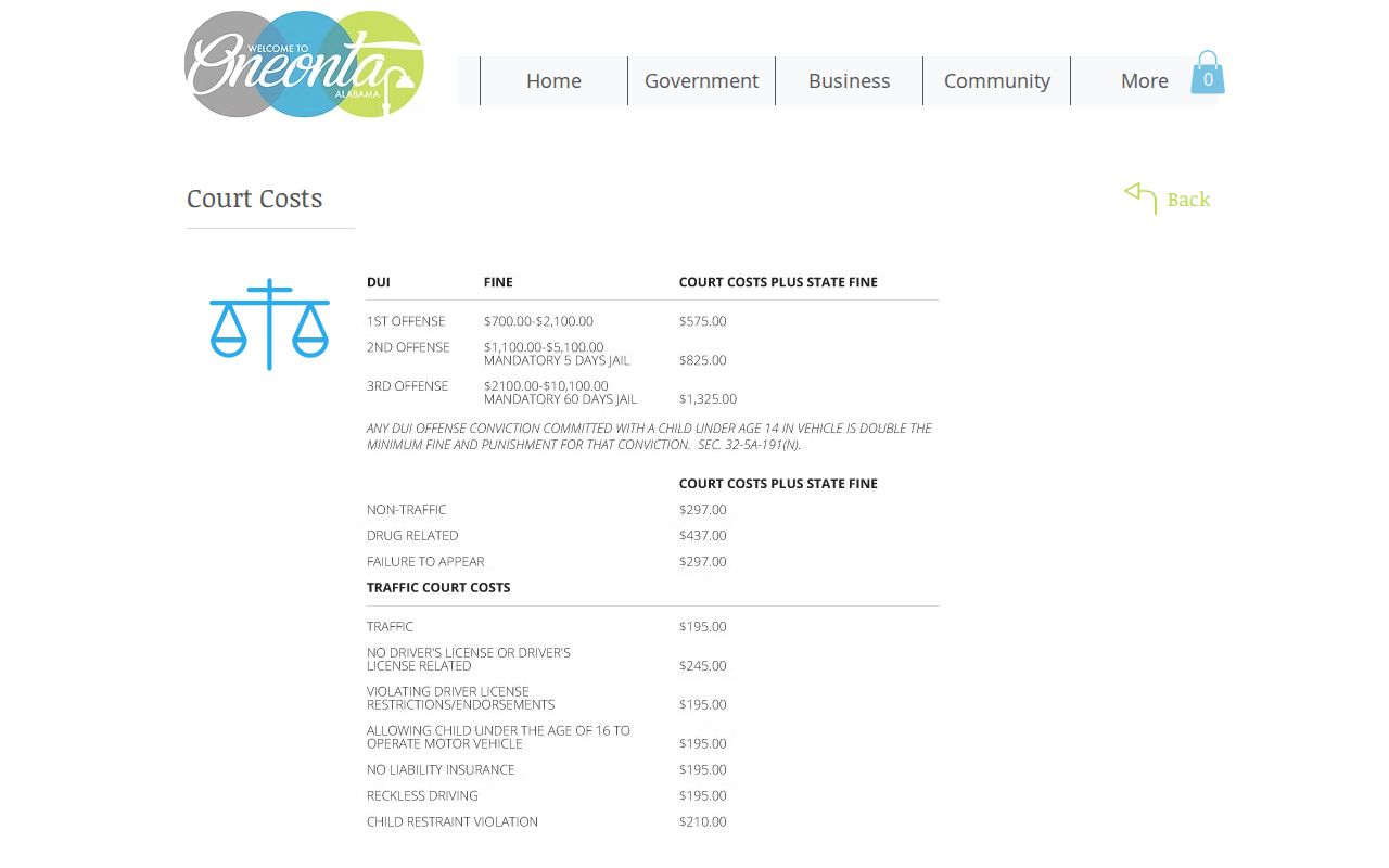 Oneonta court docket municipal court costs